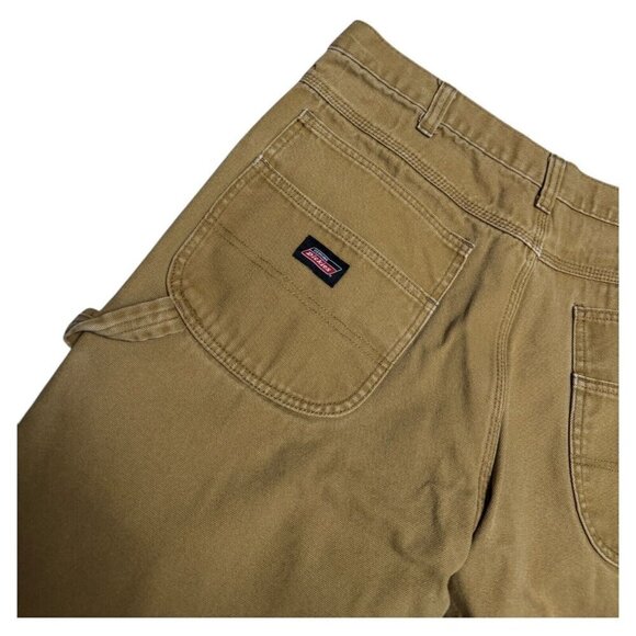 DICKIES Canvas Work Carpenter Brown Double Front Large Pockets Pants Mens 34x30 - Picture 5 of 5